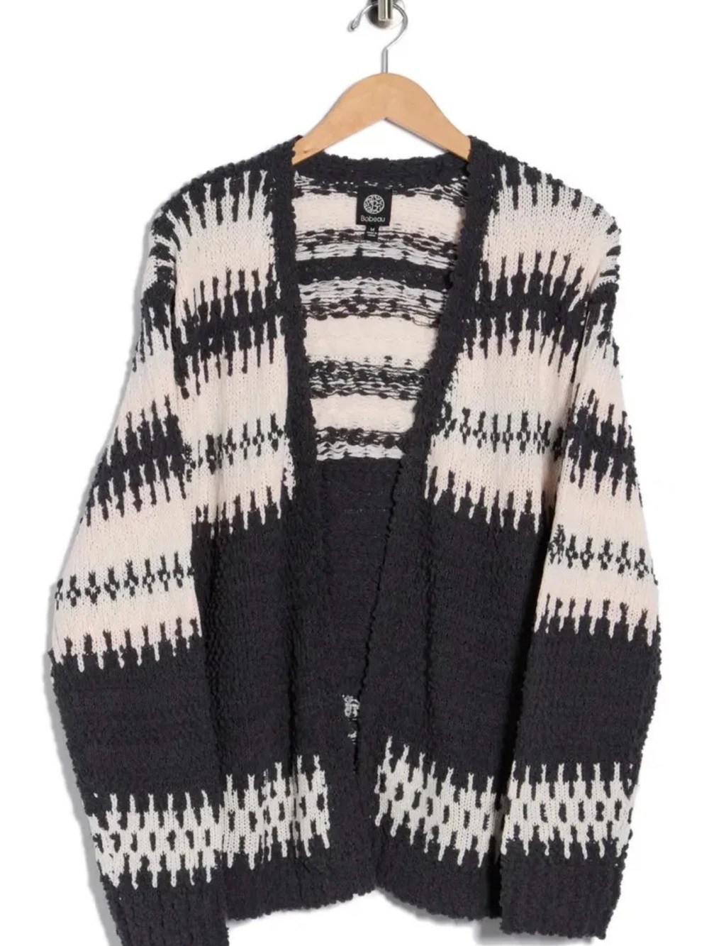 Bobeau Fair Isle Popcorn Stitch Cardigan Bobeau Size Small Gray NWT